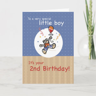Tarjeta Boy 2.º cumpleaños del globo de oseo de Teddy