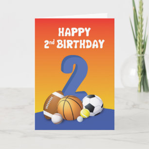 Tarjeta Boy 2nd Birday Sports Balls