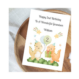 Tarjeta Boy 2nd Birthday Balloon Dinosaurs Card