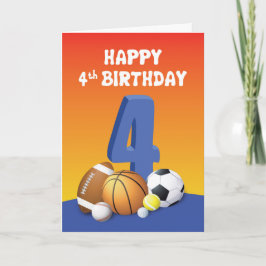 Tarjeta Boy 4th Birday Sports Balls
