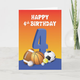 Tarjeta Boy 4th Birday Sports Balls