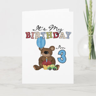 Tarjeta Boy Bear camisetas y regalos de tercer cumpleaños