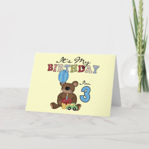 Tarjeta Boy Bear camisetas y regalos de tercer cumpleaños