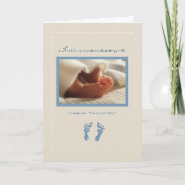 Tarjeta Boy Blue Baby Feet Shower Felicitaciones (Anverso)