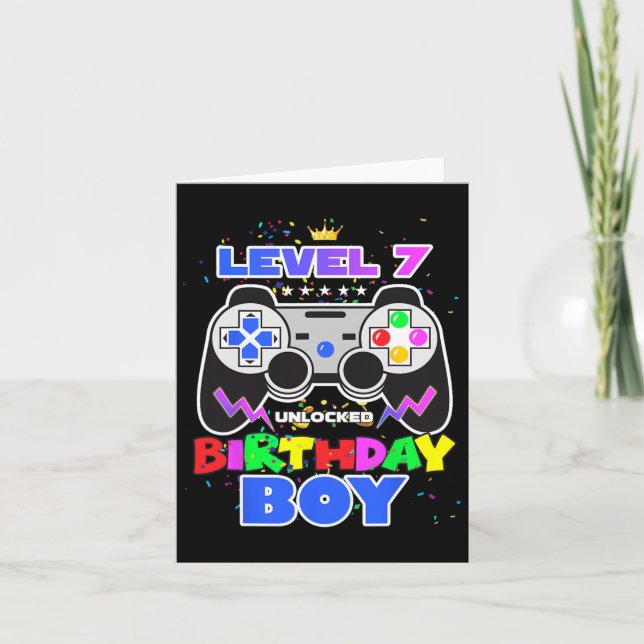 Tarjeta Boy Level 7 Videojuego desbloqueado 7Cumpleaños Ga (Anverso)