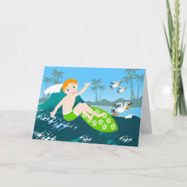 Tarjeta Boy surfean grandes olas Fiesta de cumpleaños