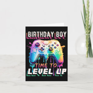 Tarjeta Boy Time To Level Up Video Game Birday Party Boy