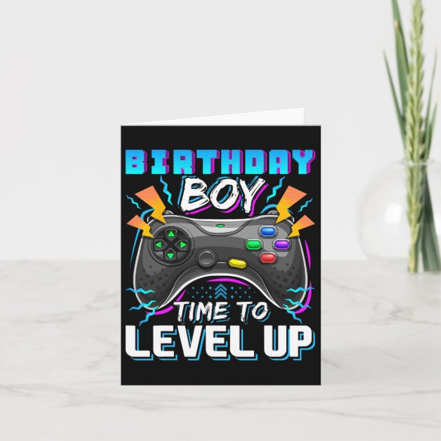 Tarjeta Boy Time To Level Up Video Game Birthday Gamer 10 (Anverso)