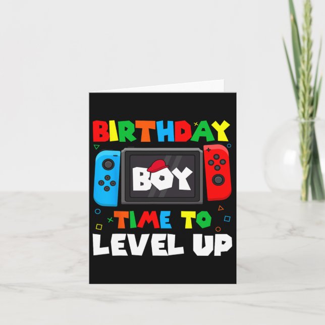 Tarjeta Boy Time To Level Up Video Juego Cumpleaños 4 (Anverso)