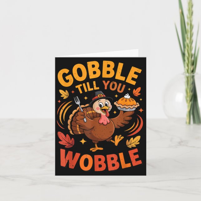 Tarjeta Boy Toddler Gobble Till You Wobble Turkey Funny Th (Anverso)