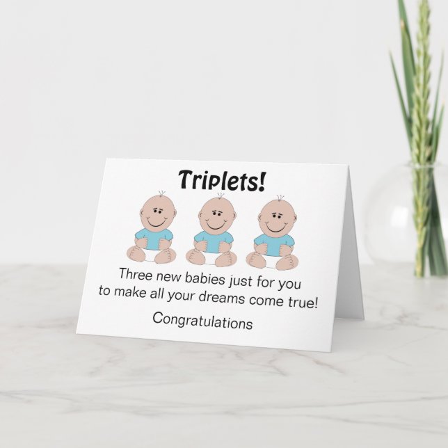 Tarjeta Boy Triplets bebé recién nacido (Anverso)