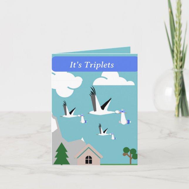 Tarjeta Boy Triplets editable (Anverso)