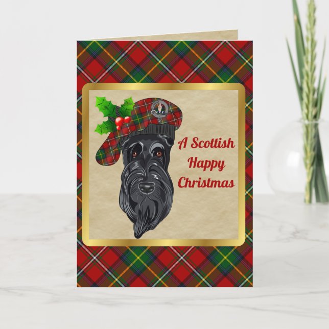Tarjeta Boyd y Navidad Personalizada de Tartan (Anverso)