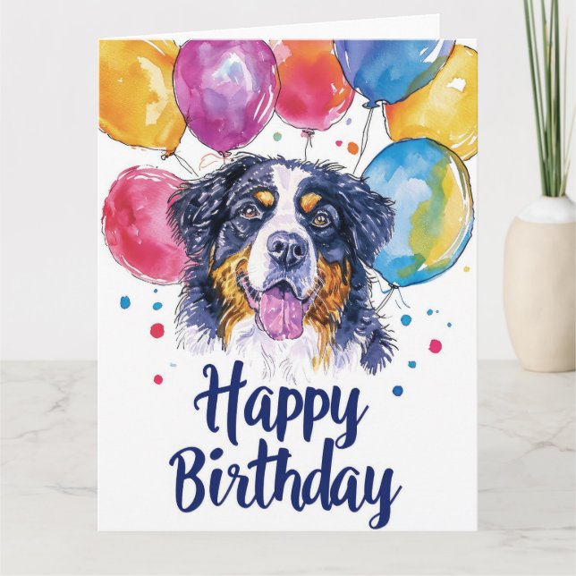 Tarjeta Boyero de Berna con Globos (Anverso)