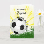 Tarjeta Boyfriend Birthday Soccer Card<br><div class="desc">¡Dale a tu novio futbolero una tarjeta de fútbol con un tema explosivo! Un fútbol con las palabras 'A un novio maravilloso'.</div>