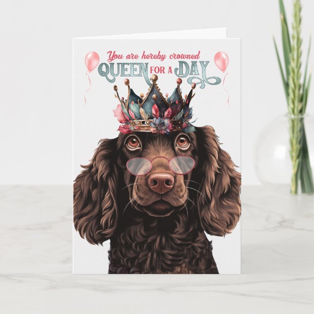 Tarjeta Boykin Spaniel Dog Queen por el día de cumpleaños  (Anverso)