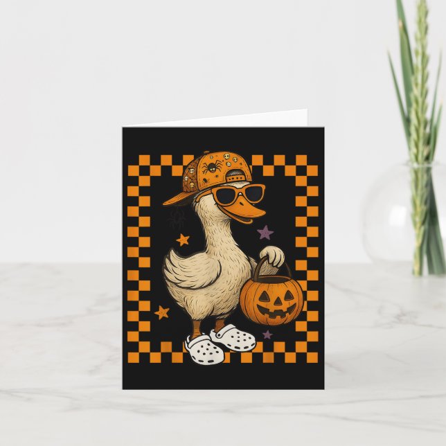 Tarjeta Boys Goose Halloween Spooky Goosey Silly Goose Pum (Anverso)
