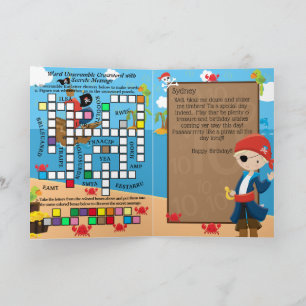 Tarjeta Boys Pirata Capitán Mensaje Secreto Feliz Cumpleañ