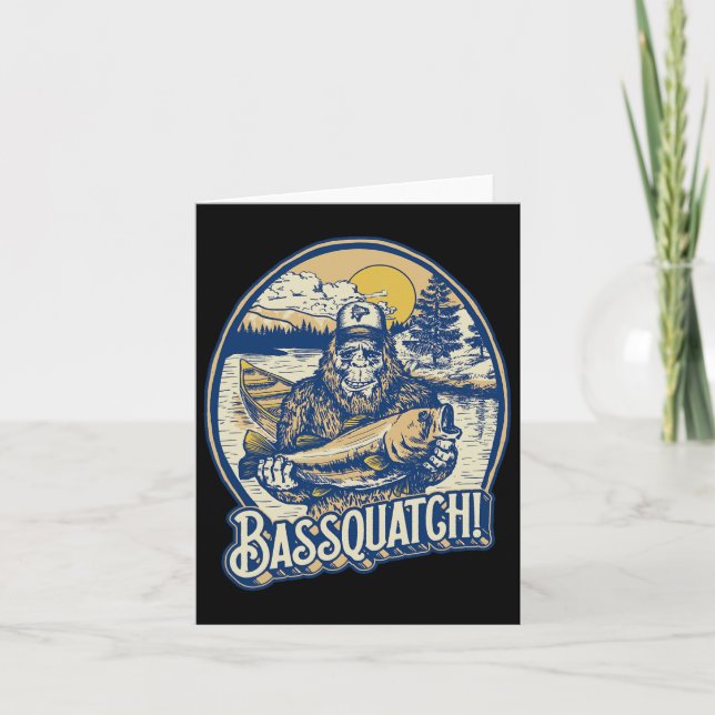 Tarjeta ¡Bquatch! B Fisherman Sasquatch Funny Bigfoot Fish (Anverso)