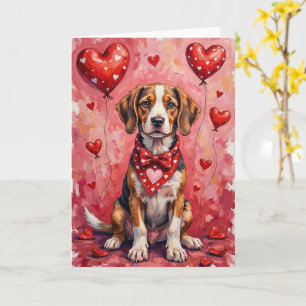 Tarjeta Bracco Italiano Valentine Perro Sentado con Corazo