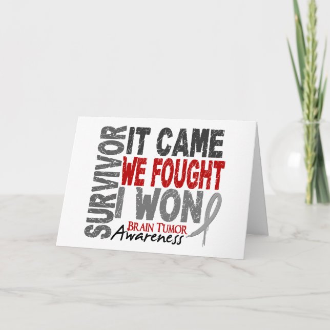 Tarjeta Brain Tumor Survivor It Came We Fought I Won (Anverso)