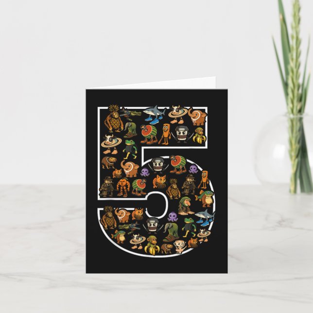 Tarjeta Brainrot italiano Cumpleaños 5 Edad Meme 5 Niños N (Anverso)