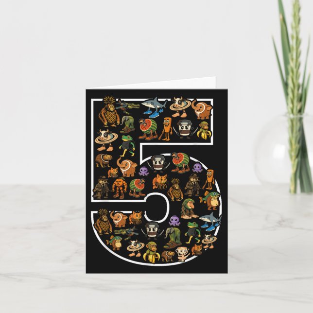 Tarjeta Brainrot italiano Cumpleaños 5 Edad Meme 5 Niños N (Anverso)