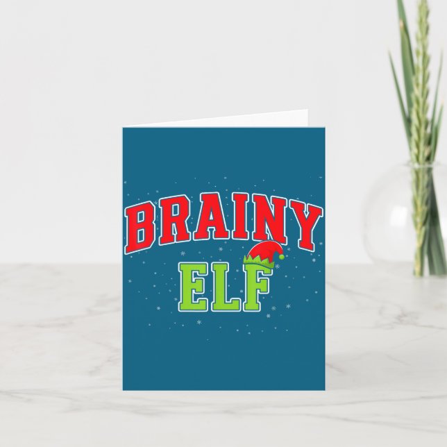 Tarjeta Brainy Elf Christmas Family Matching Group Xmas  (Anverso)