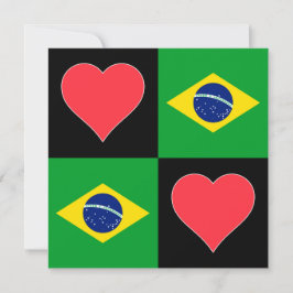 Tarjeta Brasil: Saludo patriótico brasileño con bandera