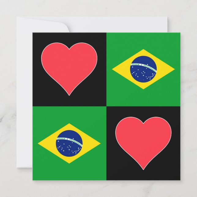 Tarjeta Brasil: Saludo patriótico brasileño con bandera (Anverso)
