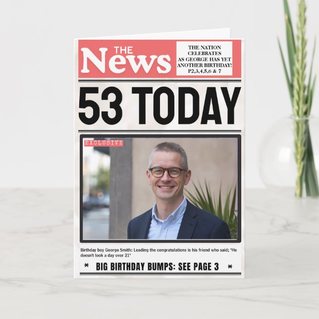 Tarjeta Breaking News Nombre Personalizado Foto Cumpleaños (Anverso)