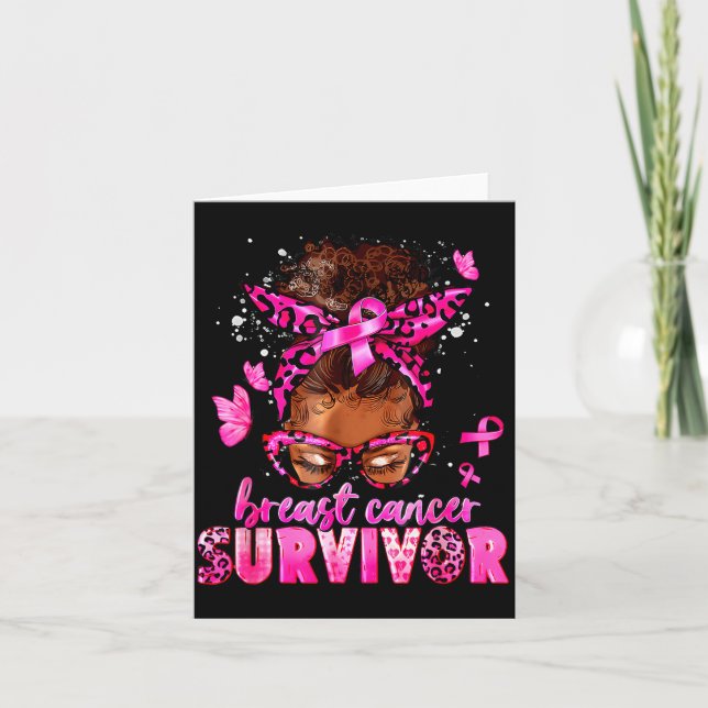 Tarjeta Breast Cancer Awareness Survivor Black Women Melan (Anverso)
