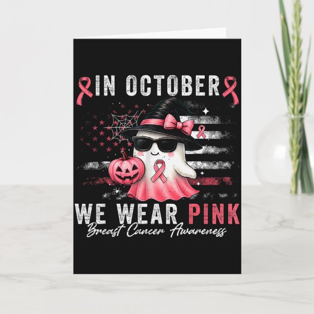 Tarjeta Breast Cancer Halloween In October We Wear Nk Us F (Anverso)