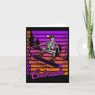 Tarjeta Breckenridge Colorado Retro Snowboarding Skeleton