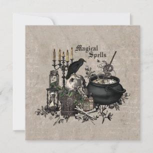 Tarjeta BREW moderno de las BRUJAS de Halloween del