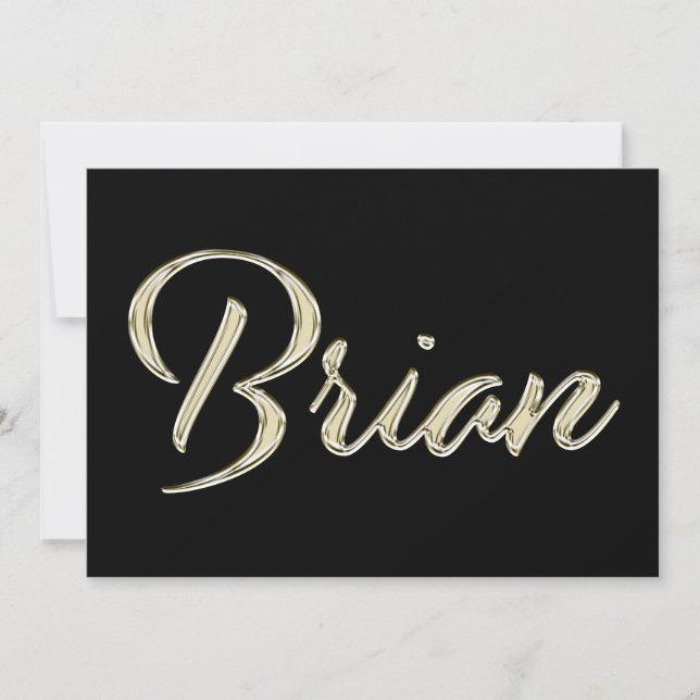 Tarjeta Brian Name white gold Handwriting Karte (Anverso)