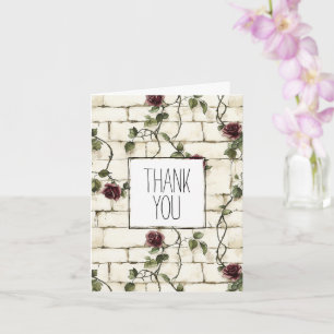 Tarjeta Brick Wall Red Roses Floral Gracias