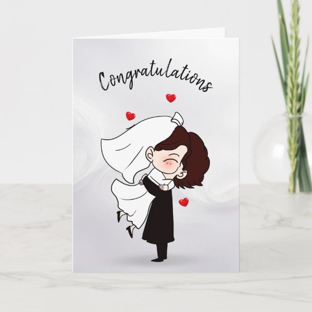 Tarjeta Brida y Groom On White Resumen (Anverso)
