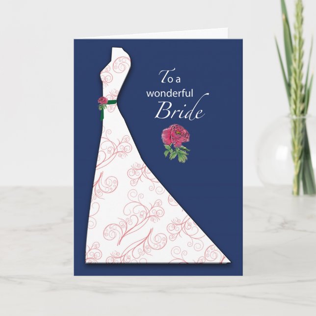 Tarjeta Bridal Shower Felicitaciones Navy fondo azul (Anverso)