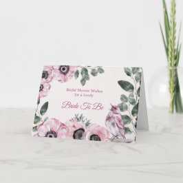Tarjeta Bridal Shower Pink Bird Floral