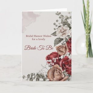 Tarjeta Bridal Shower Red Bronze Rosas Floral