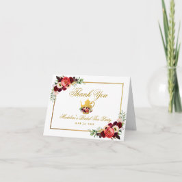 Tarjeta Bridal Shower Tea Fiesta Burgundy Boho Floral Note