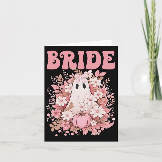 Tarjeta Bride Cute Fantasma Floral Boo Crew Halloween Bach (Anverso)