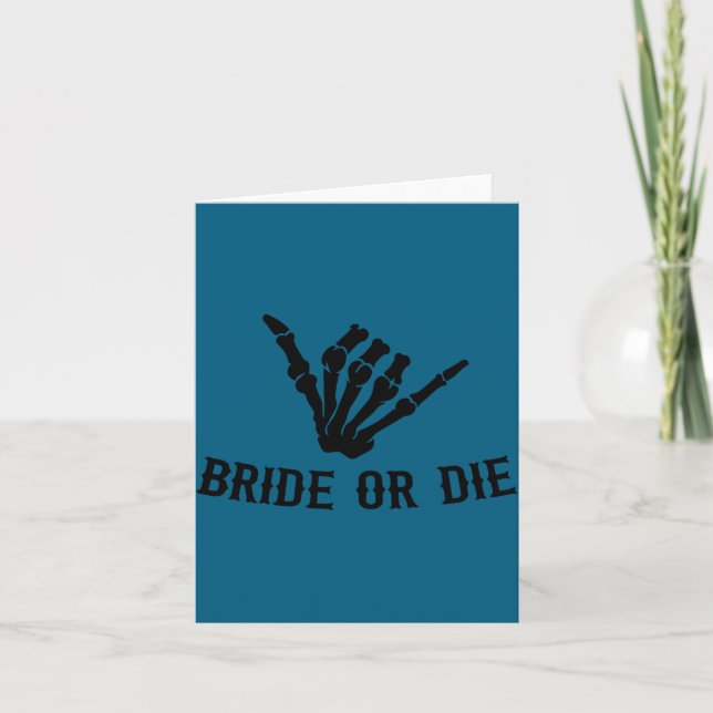 Tarjeta Bride Or Die Rockstar Skeleton Bachelorette Party  (Anverso)