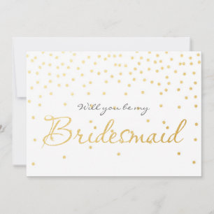 TARJETA BRIDESMAID de puntos de confeti blanco y R