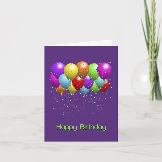 Tarjeta Bright Balloons Happy Birday (Anverso)