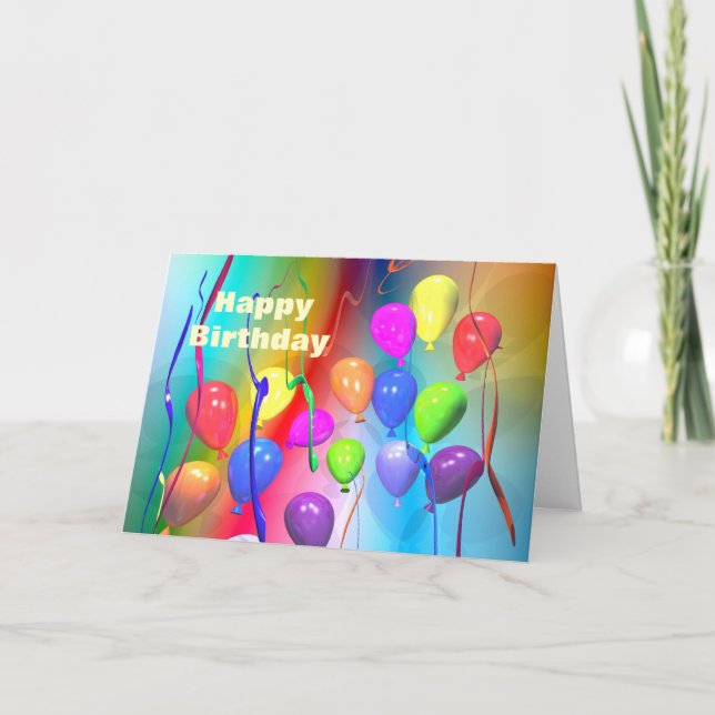 Tarjeta Bright Birthday Balloons (Anverso)