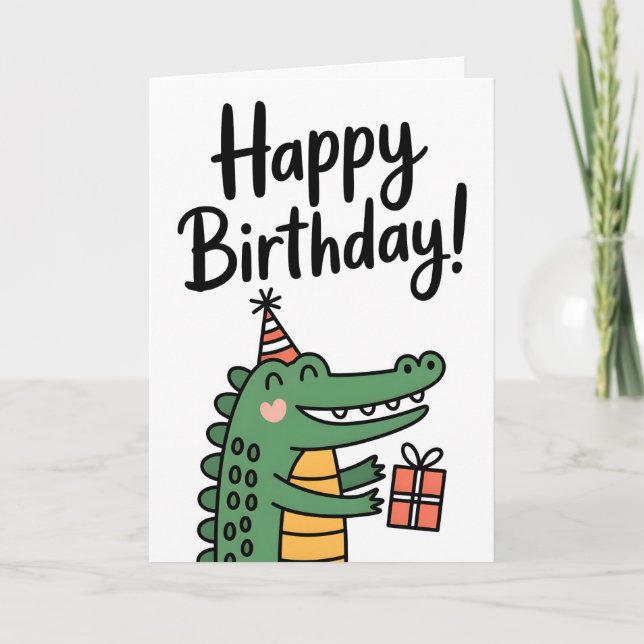 Tarjeta Bright & Cute Flamingo Birthday (Anverso)