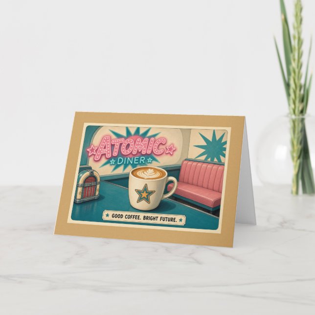 Tarjeta Bright Future Retro Atomic Diner Star Latte (Anverso)