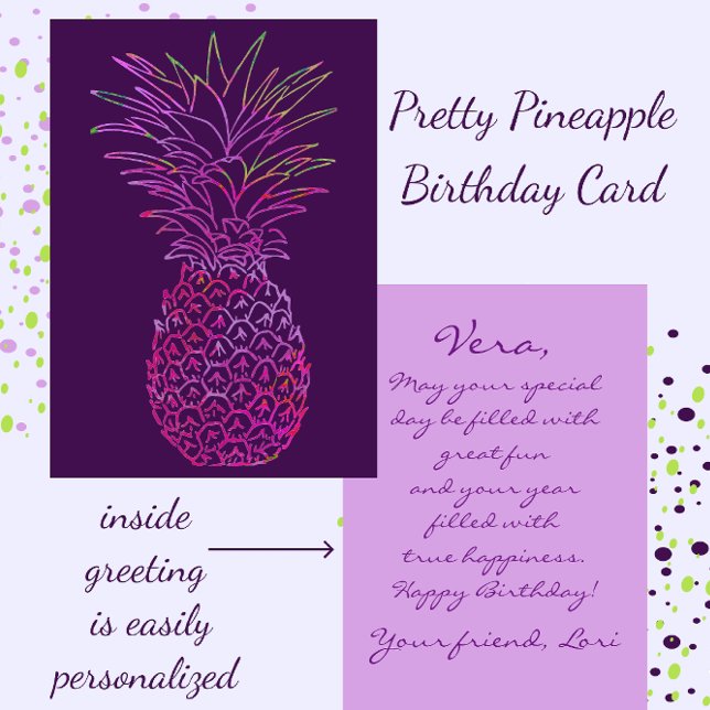 Tarjeta Bright Pineapple Happy Birday Card (Subido por el creador)